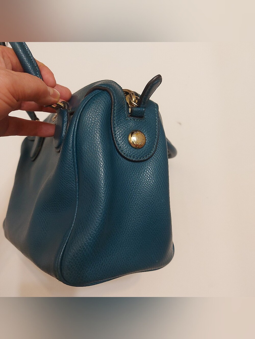 Coach Teal Pebble Leather Satchel - Coach Mini - Picture 6 of 10